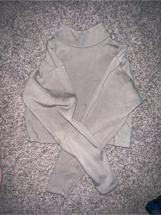 Express Sweaters - Express Cropped Turtleneck Sweater in Light Gray